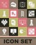 Set Board game of checkers, Chess, Hockey table, Bingo, Tic tac toe and Mahjong pieces icon. Vector