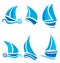 Set of boats ships or cruise logos