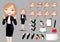 Set of body parts and emotions. Businesswoman cartoon vecotr