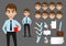 Set of body parts and emotions. Vector character illustration in cartoon style Business man cartoon character creation set.