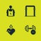 Set Bodybuilder, Dumbbell, Heartbeat increase and Sport horizontal bar icon. Vector