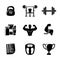 Set of Bodybuilding icons with - dumbbell, weight