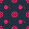 Set Bomb ready to explode and Revolver cylinder on seamless pattern. Vector