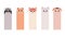 Set of bookmarks for children`s books in cartoon style, vertical cards with animals: raccoon bear Fox hare sheep