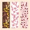 Set of bookmarks with floral ornaments. Flower pattern. Ornament of leaves
