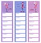 Set of bookmarks. Little flamingo. School timetable template, children`s organizer, planning. Vertical layout card templates. Stat