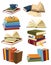 Set of books. Collection of stacks of books. Vector illustration of an open book.