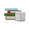 Set of books vector illustration. Stack of education materials flat design