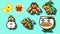 Set of Boss Enemies characters from Super Mario Bros 3 classic video game, pixel design vector illustration