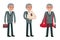 Set of boss, General Manager in the business image of superhero, holding money sack, nice smiling.