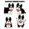 Set of boston terrier puppy dog