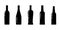 Set of bottle silhouettes,beverage containers.Alcohol drink icons on a white background.Simple romantic logo.Shape basis for the