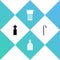 Set Bottle of water, liquid soap, Paper glass and Drinking plastic straw icon. Vector