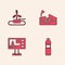 Set Bottle of water, Wind turbine, Earthquake and Television report icon. Vector