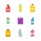 Set with bottles with cleaning chemical products