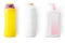A set of bottles of detergents for washing. Blank plastic bottle for laundry detergent