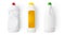 A set of bottles of detergents for washing. Blank plastic bottle for laundry detergent, isolated on white