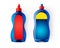 A set of bottles of detergents for washing. Blank plastic bottle for laundry detergent, isolated on white background