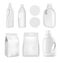 A set of bottles of detergents for washing. Blank plastic bottle for laundry detergent. Vector bottle for your design