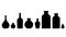 A set of bottles of different shapes. Jars, bottles, vases, jugs. Silhouettes and templates of different shapes