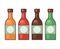 Set of bottles with hot sauce. Seasoning for food. Vector cartoon object