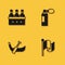 Set Bottles of wine, Flag Italy, Gondola boat and Perfume icon with long shadow. Vector