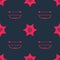 Set Bow and arrow in quiver and Hexagram sheriff on seamless pattern. Vector