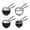 Set of bowl of rice with pair of chopsticks icon