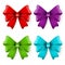Set of bows of red, green, purple and turquoise