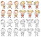 Set of boy and girl characters with different emotions