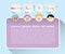 Set of boys face cartoon character say welcome back to school in gray quote text box and purple poster on blue background