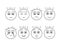 Set of boys heads with different emotions, Black outline illustrated faces