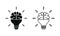 Set of brain light bulb icon. Brains inside the lights.