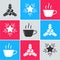 Set Branch viburnum or guelder rose, Christmas star and Coffee cup icon. Vector