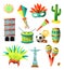 Set of brazil country colorful icons, traditional objects