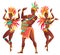 Set of Brazilian samba dancers Rio de Janeiro. Vector carnival girls and guy dancing.