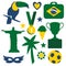 Set of Brazilian symbols and icons,