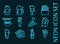 Set of Brewing blue glowing neon icons.