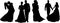 Set of Bride and Groom silhouette vector art