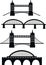 Set of bridge design vector silhouette