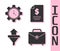 Set Briefcase, Time Management, Sales funnel with arrows and Contract money icon. Vector