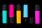 Set of bright alcohol markers text separator, closeup, isolated.