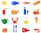 Set bright color food icons