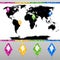 Set Bright Colorful Map Pointers with World Map.