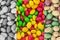 Set bright colorful mini candy glazed yellow pink green yellow vertical panel gradient design toned monochrome