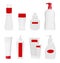 Set of bright cosmetical bottles