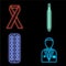 Set of bright glowing multicolored medical neon signs for a pharmacy or hospital store beautiful shiny scientific pills