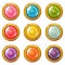 Set of Bright Golden-Plated Crystal Buttons