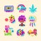 A Set Of Bright Hippy-Themed Badges vector