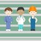 Set of bright isolated professions. Dentist, doctor, builder